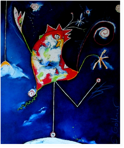Nr.33  Nachtvogel  Mischtechnik auf Leinwand  100x120cm