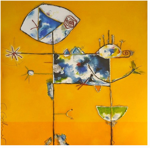 Nr.43  Welten  Mischtechnik 100x100cm