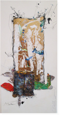 Nr.59 Drachenboot Mischtechnik 20x40cm